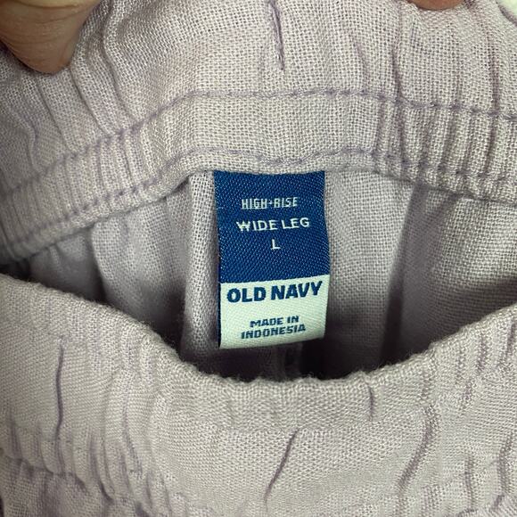Old Navy Dusky Lavender Purple Wide Leg Pull On Linen Blend Pants Sz.L NWT - Picture 6 of 14